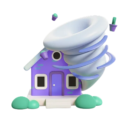 Ilustração de uma casa com tornado simbolizando transparência para evitar frustrações.
